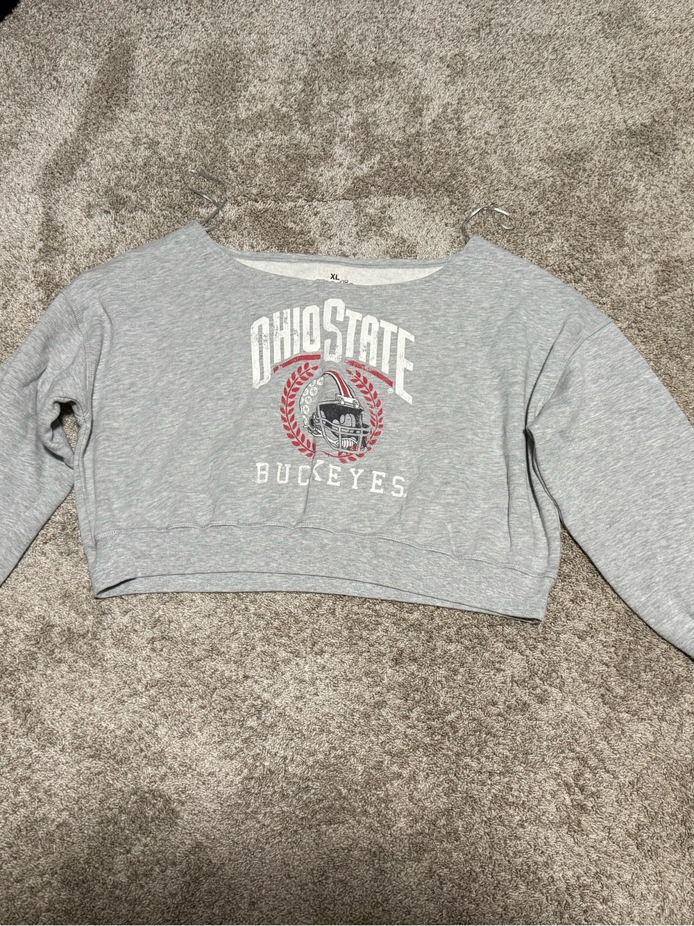 Ohio State Buckeyes Gray Cropped Sweatshirt - Womens